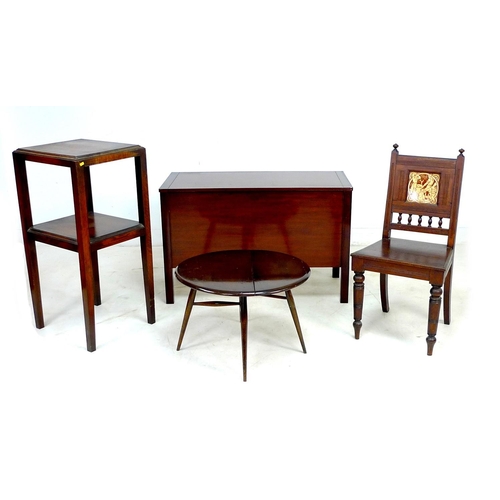 253 - A group of four pieces of furniture, comprising a small Ercol drop leaf side table, 61.5 by 51.5 by ... 