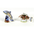 Two Royal Crown Derby paperweights, modelled as 'Koi Carp', limited edition 214/2500, MMVII, gold st... 
