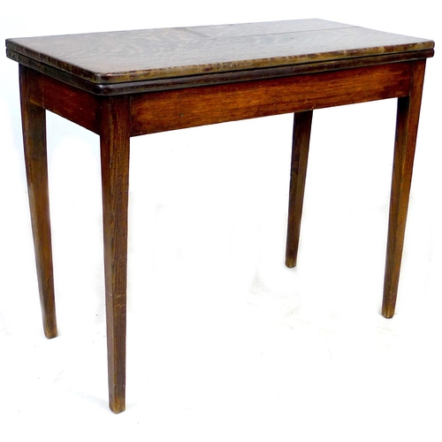 290 - A 19th century oak tea table, with kick leg action, 91 by 44 by 73.5cm high.