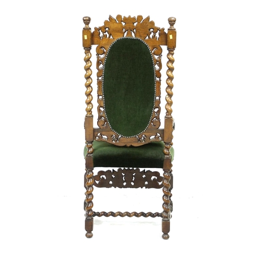 294 - A 19th century Italianate style carved oak armchair, with upholstered seat and back rest, 65 by 70 b... 