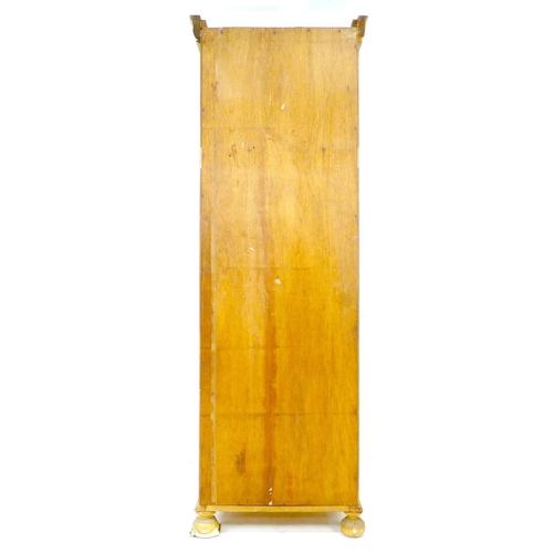 295 - A Liberty style oak Arts & Crafts single wardrobe, with motto to cornice 'WELL BEFALL HEARTH AND HAL... 