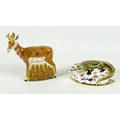 Two Royal Crown Derby paperweights, modelled as 'Pronghorn Antelope', limited edition 223/950, MMVII... 