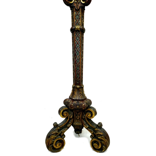 311 - An early 20th century Italian style torchere standard lamp, decorated with gilt and polychrome folia... 