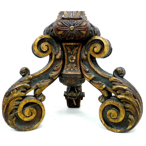 311 - An early 20th century Italian style torchere standard lamp, decorated with gilt and polychrome folia... 