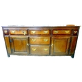 A Georgian oak Lancaster type chest, with various later alterations, five crossbanded drawers over t... 