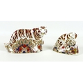 Two Royal Crown Derby paperweights, modelled as 'Bengal Tiger', LVIII, gold stopper, 13.3cm high, no... 