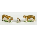 A group of three Royal Crown Derby paperweights, modelled as a tiger family, comprising 'Sumatran Ti... 