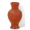 A Chinese Yixing pottery vase, early to mid 20th century, with incised decoration of a dragon amidst... 
