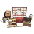 A group of vintage collectables, comprising a wall mounted oak and bakelite telephone, numbered to t... 