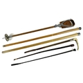 A group of canes, crops and a shooting stick, comprising two Edwardian malacca canes, both with silv... 
