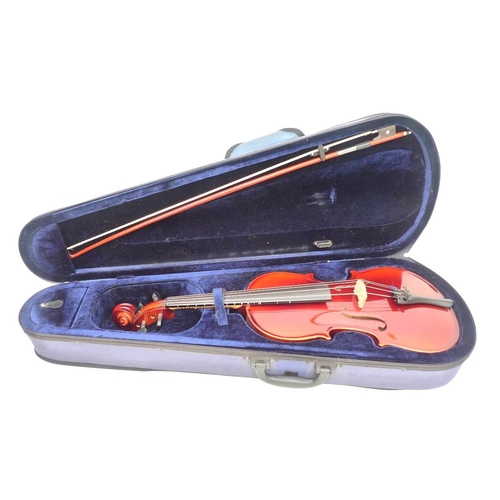 66 - A sixteen inch Purple Turtle viola, model number MV 021 16+, total length 67cm, by 23.5cm, with bow,... 