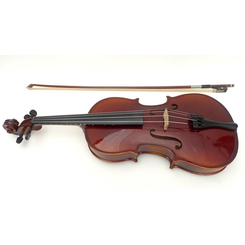 66 - A sixteen inch Purple Turtle viola, model number MV 021 16+, total length 67cm, by 23.5cm, with bow,... 