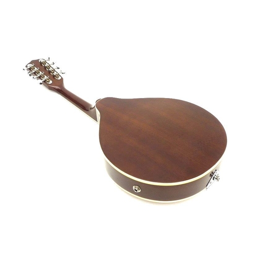 67 - A Boston electric acoustic mandolin, with burn umber gloss finish to the body with cream highlights,... 