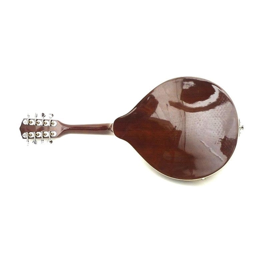 67 - A Boston electric acoustic mandolin, with burn umber gloss finish to the body with cream highlights,... 