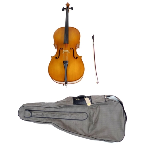 68 - A full four quarter size cello by Cathedral, body length, 77.5cm, 30.5 inches, total length 126cm by... 
