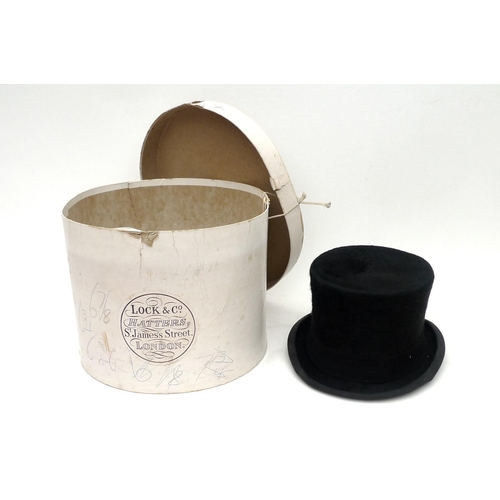 69 - A vintage silk top hat, by S Patey, London, Ltd, internal dimensions approximately 20 by 16cm, 14.4c... 