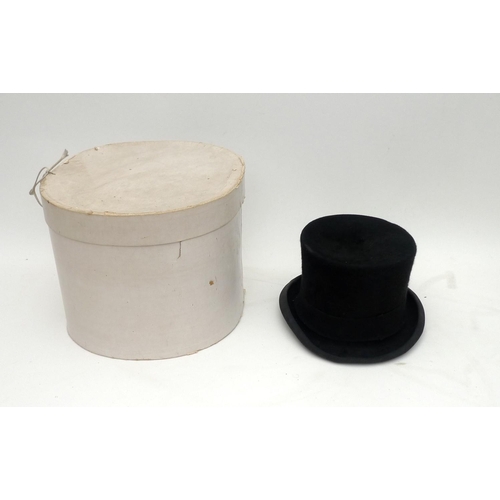 69 - A vintage silk top hat, by S Patey, London, Ltd, internal dimensions approximately 20 by 16cm, 14.4c... 