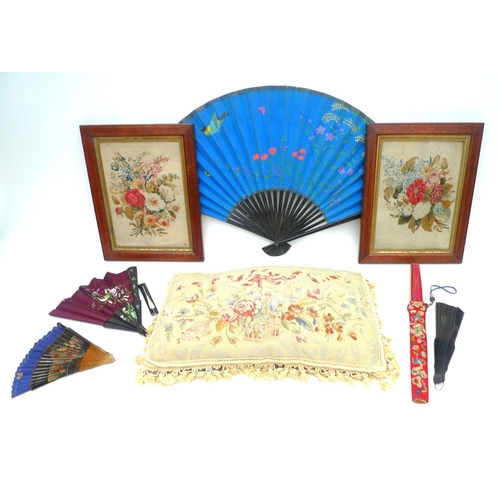 70 - A pair of late 19th/early 20th century wool work embroideries in tent stitch on canvas ground, depic... 
