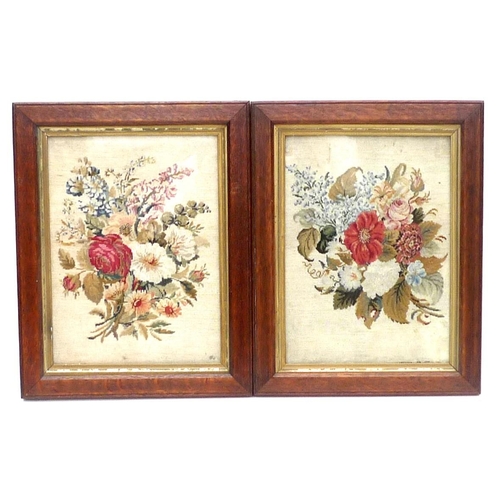 70 - A pair of late 19th/early 20th century wool work embroideries in tent stitch on canvas ground, depic... 