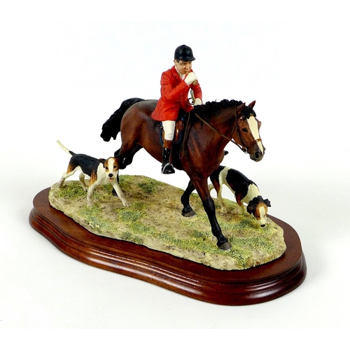 76 - A Border Fine Arts sculpture, 'Collecting the Hounds', L125941, with wooden stand, in original box.