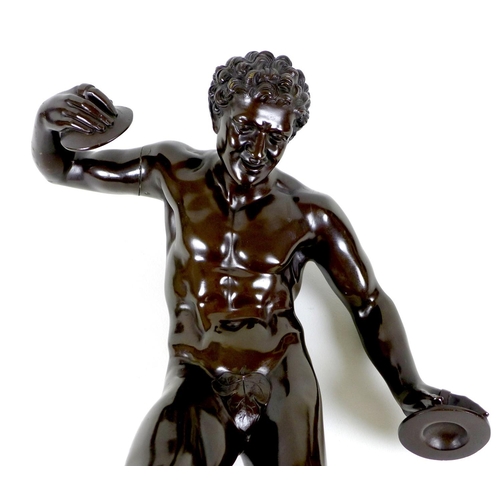 77 - After the Antique: 'Dancing Faun' / 'The Cymbal Player', an early to mid 20th century bronze sculptu... 