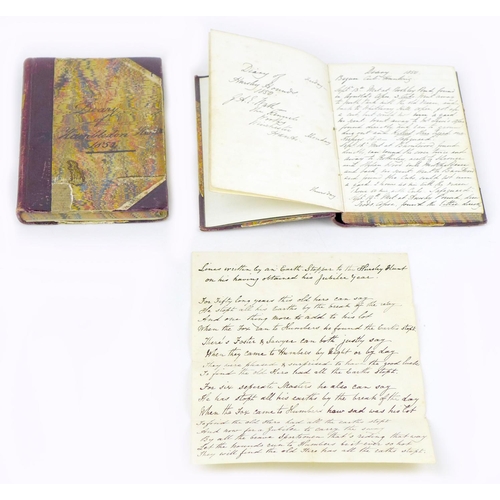 86 - Two mid 19th century diaries of the 'Hursely Hunt' and 'Hambledon Hunt', spanning 1850-1854, Duodeci... 
