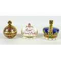 A group of three Royal Crown Derby paperweights, comprising a crown 'One Hundred Royal Years The 100... 