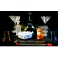 A selection of glasswares, comprising a 19th century blue smoke moulded glass decanter, the side mar... 