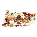 A menagerie of animal figurines and collectables, including ceramic cattle figurines without maker's... 