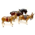 Two Sylvac donkeys and a Sylvac horse, 34 by 10 by 24cm high. (3)