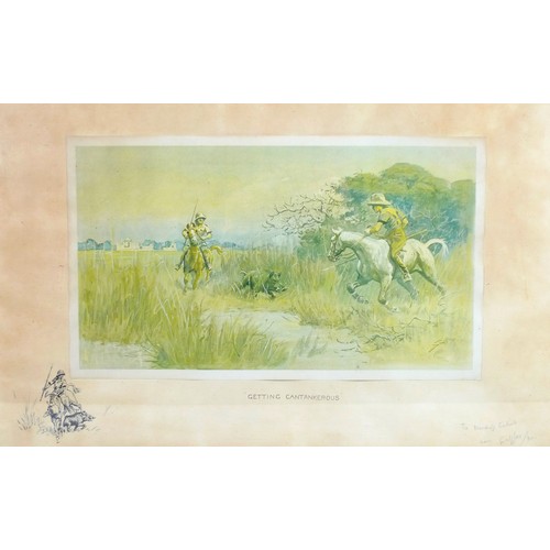 227 - After Charles 'Snaffles' Johnson Payne (1884-1967): 'Getting Cantankerous' print mounted to paper wi... 