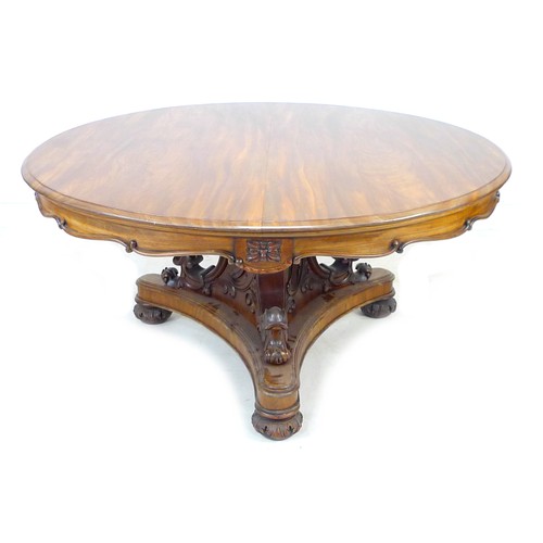 351 - An early 19th century mahogany breakfast table, 150 by 150 by 74.5cm high.