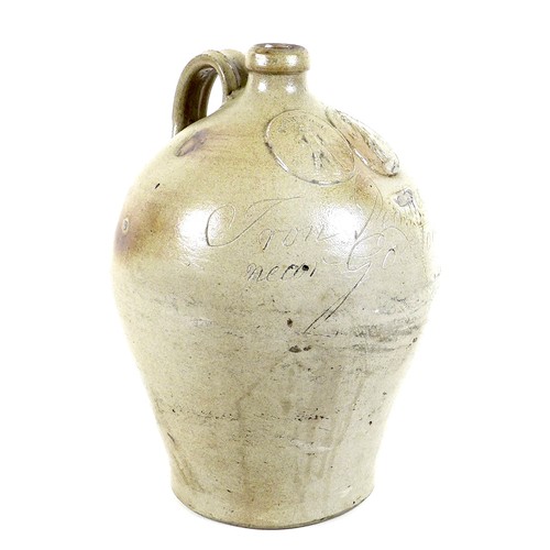 41 - A Godstone 'Iron Peartree' gout water bottle circa 1755, in saltglazed stoneware, of ovoid form, gro... 