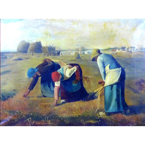 243 - After Jean Francois Millet (French, 1814-1875): 'The Gleaners' oil on canvas, signed 'L.C. Moss King... 