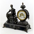 A late 19th century Ansonia Clock Co. figural mantel clock, 'Opera' model, the two-piece white porce... 