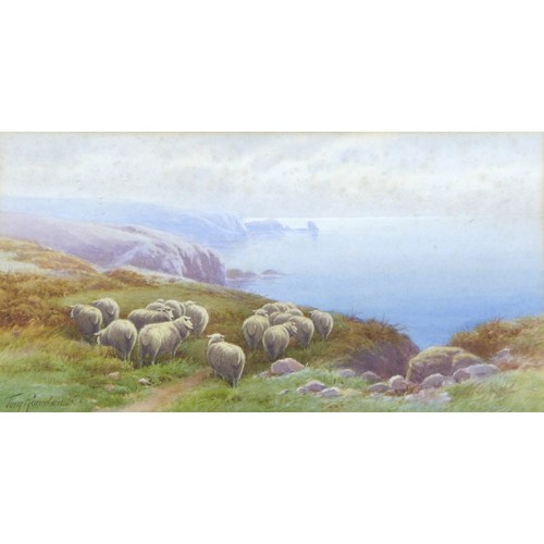 234 - Tom Rowden (British, 1842-1926): a pair of coastal landscape studies, one depicting a herd of seven ... 