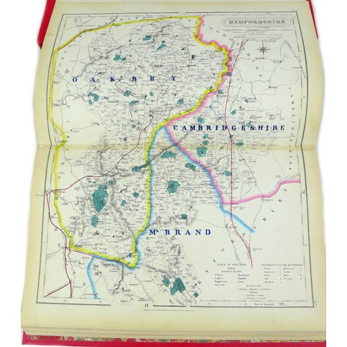 199 - Hobson 'Fox Hunting Atlas' rebound, (pub. c.1850, J. and C. Walker, London) quarter bound in Morocca... 