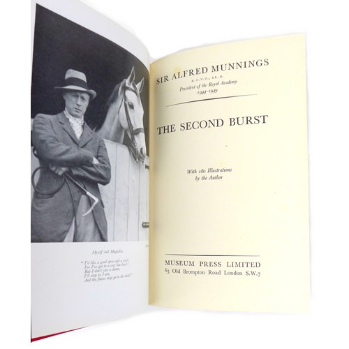 202 - A collection of sporting artists' books, including Sir Alfred Munnings autobiography in three volume... 