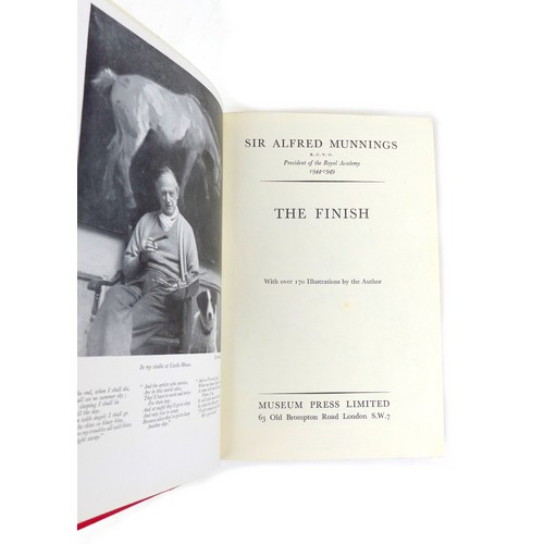 202 - A collection of sporting artists' books, including Sir Alfred Munnings autobiography in three volume... 