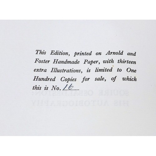 174 - Limited edition 'Squire Osbaldeston His Autobiography' ed. E.d Cuming, numbered 16/100 (pub. 1926, L... 