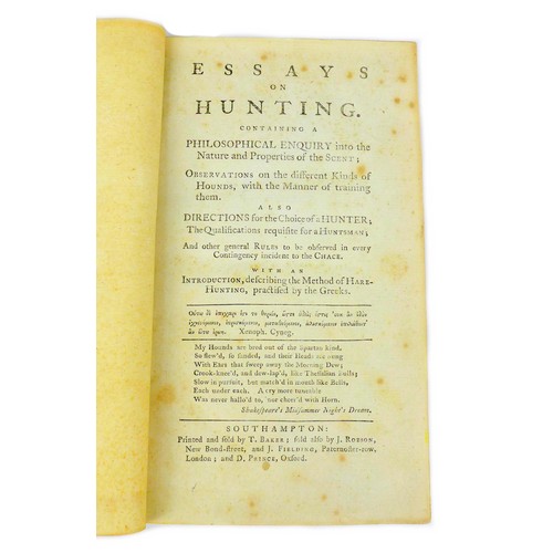 205 - William Blane 'Essays on Hunting. Containing a Philosophical Enquiry into the Nature and Properties ... 