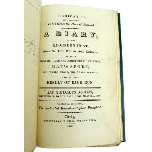 176 - Thomas Jones 'Dedicated to his Grace the Duke of Rutland a Diary of the Quorndon Hunt From the Year ... 