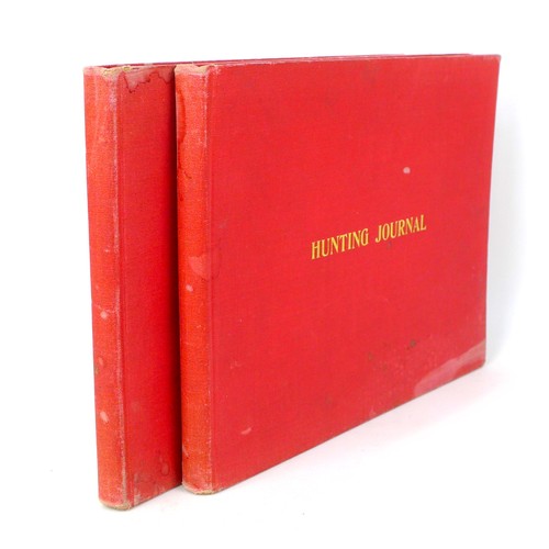 159 - Two 1920s Hunting journals, spanning 1925-1925 and 1927-1928, with handwritten entries, with referen... 