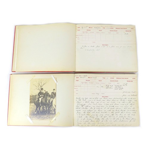 159 - Two 1920s Hunting journals, spanning 1925-1925 and 1927-1928, with handwritten entries, with referen... 