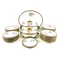 A late Victorian Royal Worcester part dinner service, hand painted decoration depicting sprays of fl... 