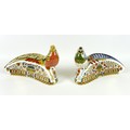 A pair of large Royal Crown Derby paperweights, modelled as 'Golden Pheasant' and 'Lady Amherst Phea... 