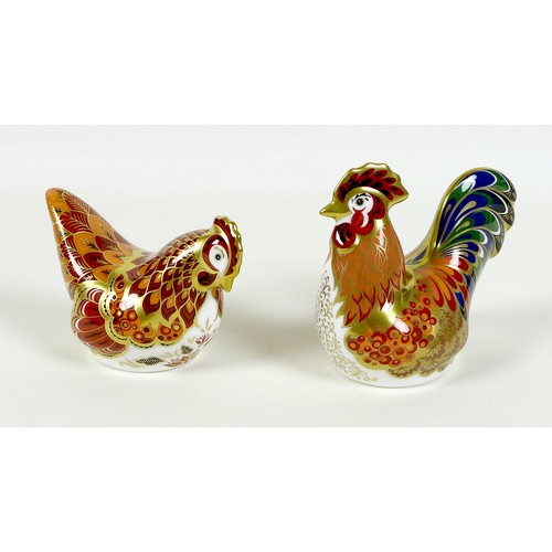 51 - A pair of Royal Crown Derby paperweights, modelled as 'Bantam Cockerel', one of a limited edition pr... 
