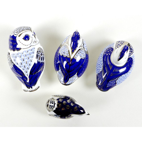 53 - A group of four Royal Crown Derby paperweights, all modelled as birds from the 30th Anniversary Coll... 