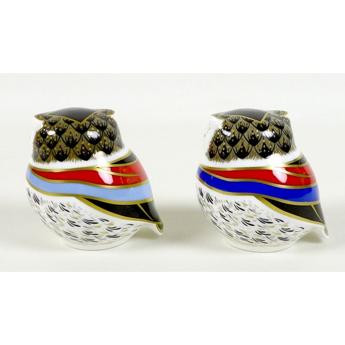 55 - Two Royal Crown Derby paperweights, modelled as 'University of Derby Owl', one of a limited edition ... 
