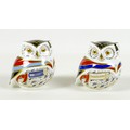 Two Royal Crown Derby paperweights, modelled as 'University of Derby Owl', one of a limited edition ... 
